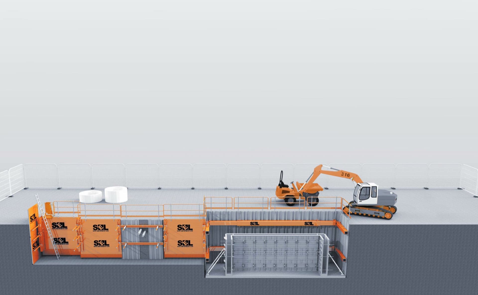 Temporary groundworks equipment on site
